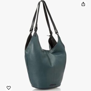 Lucky Brand Azbi leather tote in Scarab Green with black handles